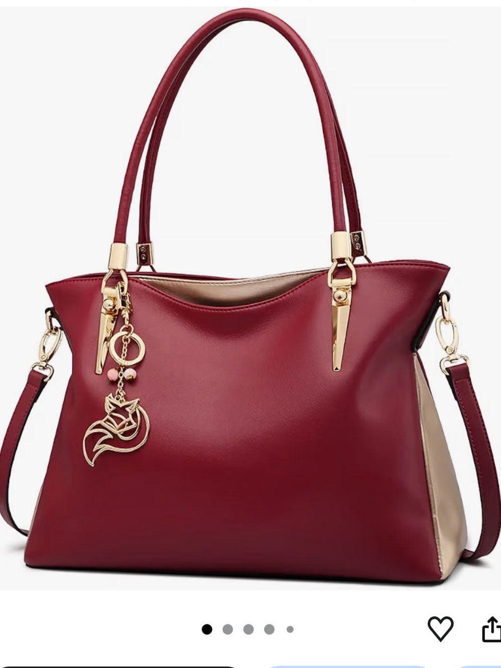 Foxlover Women's Burgundy Tote with Gold Accents/ Brand new, never used